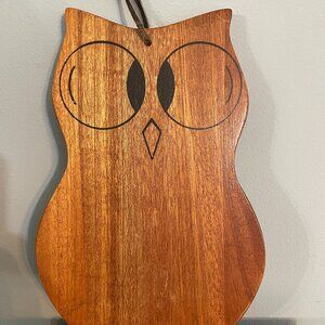 Vintage Owl Wooden Cutting Board Trivet Mahoney Sosar Philipines Wall Hanging